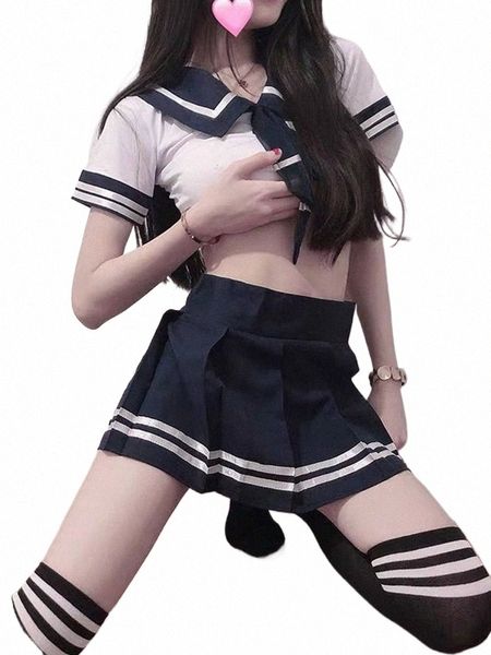 cosplay Student Plus Sexy School Girl Uniforme giapponese Gioco di ruolo Lolita Cos Costumi cameriera Halen Babydoll Lingerie erotica 70nX #
