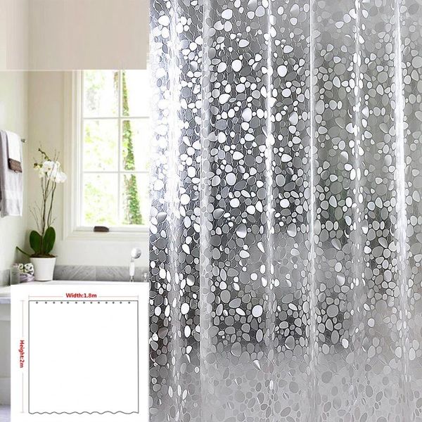 Cortinas de chuveiro Uma cortina de plástico PEVA 3D impermeável transparente branco claro banheiro banho de luxo com 12pcs ganchos