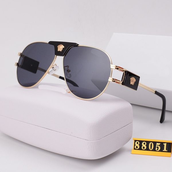 Herren-Designer-Sonnenbrille, Damen-Sonnenbrille 3564, Luxusmarke Pilot, allmähliche Farbe, Metallrahmen-Sonnenbrille, Herren- und Damenmode, Kopf 88051 C1 Goldgrau