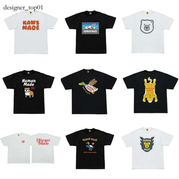 human make Japanische trendige Marken-Herren-Designer-T-Shirts, locker sitzend, mit Schwefel-Baumwolle, Eisbär, Ente, niedlicher Tier-Buchstabendruck, von Menschen hergestelltes Baumwollhemd