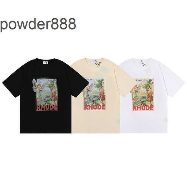 Rhude Vielseitiges neues HD-bedrucktes Sommer-Oberteil mit lockerem Flow-Art-Kurzarm-Herrenmode