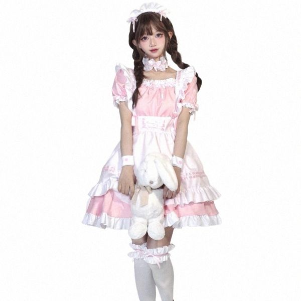 Japonês Gótico Sissy Maid Dr Sweet School Girl Halen Party Maid Role Play Costume Kawaii Pink Animati Show Outfits 5XL m6dy #