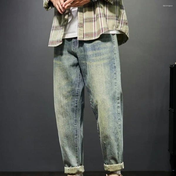 Calças masculinas homens bolso cor sólida confortável retro solto jogo top gradiente plus size calças de primavera para uso diário
