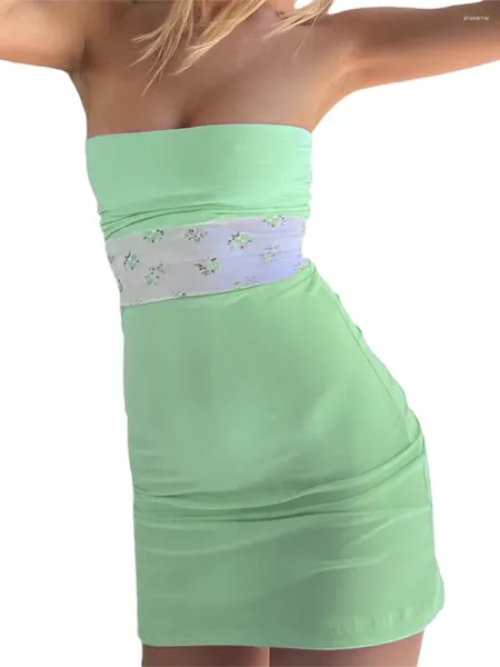 Lässige Kleider Y2K Frauen Schlauchkleid Sexy trägerloses, figurbetontes Mini-Sommer-Kurzbandeau für Teenager-Mädchen-Party-Club