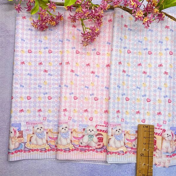 Tessuto 25x145 cm tessuto patchwork stampato con animali carini tessuto fai da te fatto a mano cucito artigianale vestito da bambino accessori di abbigliamento per animali domestici
