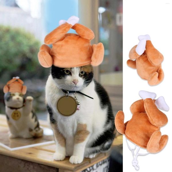 Abbigliamento per cani Cappelli divertenti per animali domestici Costumi per gatti Carino Party Halloween Dress Up Cappello a forma di pollo arrosto