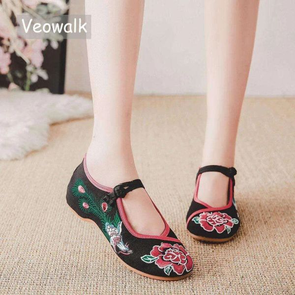 2024 Novos sapatos de pano yong casual Gayouny Pumps Fashion Handmate Ballet Flats Old Beijing Tradicional Bordado Pano Único Sapatos para Mulheres (cor: Preto, Tamanho: 8,5)