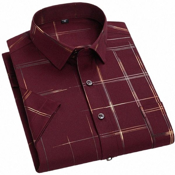 Bamboople men impressão camisa verão manga curta casual Fi N-ir Anti-rugas xadrez Soical roupas navio livre AE-choice e2q3 #