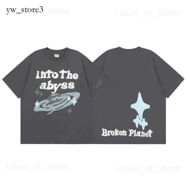 Erkek Tişörtler Harajuku Kırık Gezegen Lnto Abyss Köpük Nakış Kısa Kollu Kısa Kol Tees Erkekler ve Erkekler İçin Yaz Hip Hop Bol Gezegen Tee 6522