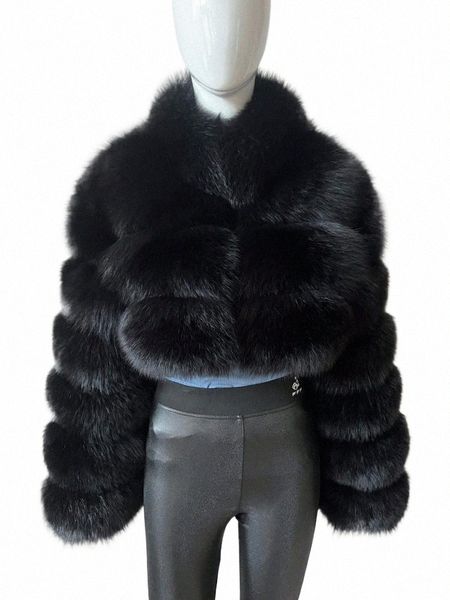 beiziru kış kadınlar gerçek tilki kürk yaka ceket fermuar üst lüks doğal kız ceketler 805p#