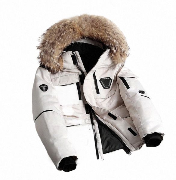 -30 Grad Daunenparkas Schneejacke Männer Frau Winterjacke Weiße Ente Daunenparkas verdicken Mantel Fell Kapuze dicke warme Windjacke y6JL #