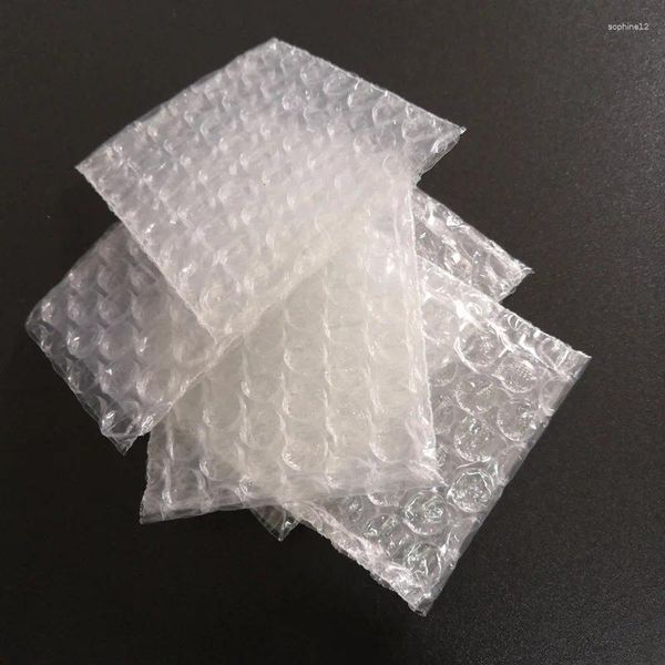 Hediye sargısı 50pcs 100pcs 80 100mm plastik zarf beyaz kabarcık paketleme çantaları pe net çanta şok geçirmez çift film