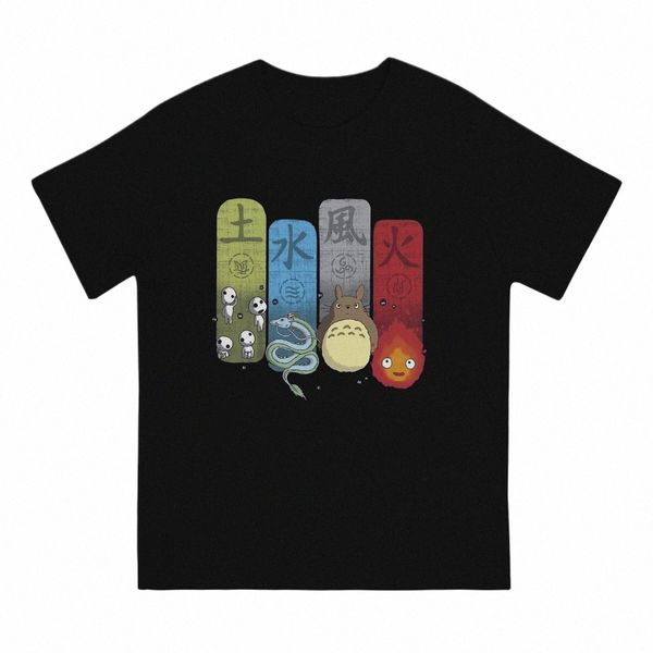 Quattro Uomini T Shirt Spirited Away Anime Vintage Tees Manica corta Girocollo T-shirt Cott Idea regalo Abbigliamento p8ZG #