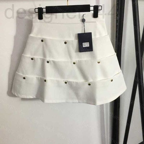 Gonne firmate 23ss abbigliamento donna Bottoni rivetti a strati impreziosiscono A-line gonna corta a vita alta abiti da donna di qualità a1 8UBR