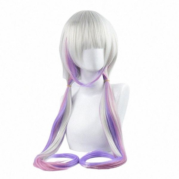 Kobayi-san Chi No Maid Drag Kamui Kanna Perucas Lg Roxo Ombre Cabelo Cosplay Peruca resistente ao calor Headdr Accor F12e #