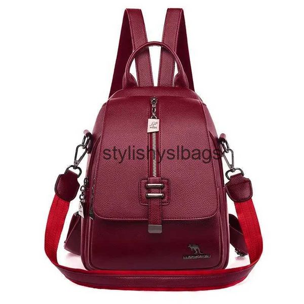 Mochila estilo sacos de ombro das mulheres mochila de couro saco conversível 4 em 1 moda mochila para feminino real prático mochila feminina h240328