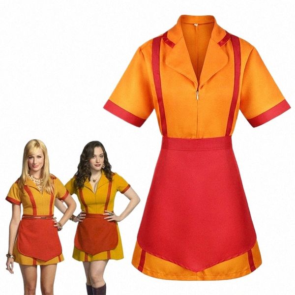 2 Broke Girls Cosplay Dr-Kostüme für Halen Girl Party Wear Max Caroline Bar Waitr Maid Dr Cos mit Apr 92Y5#