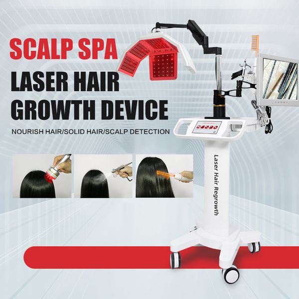 Máquina avançada de crescimento capilar a laser, 650 nm, laser de diodo, anti perda de cabelo, couro cabeludo, cura de feridas, reparação, spray de oxigênio, umidade, removedor de graxa de cabelo