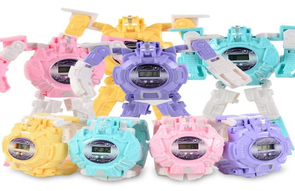 Orologi giocattolo Orologio da deformazione elettronico per bambini Giocattoli Robot da cartone animato regolabile Orologio da polso elettronico Educazione Roba interessante per Kid8572369