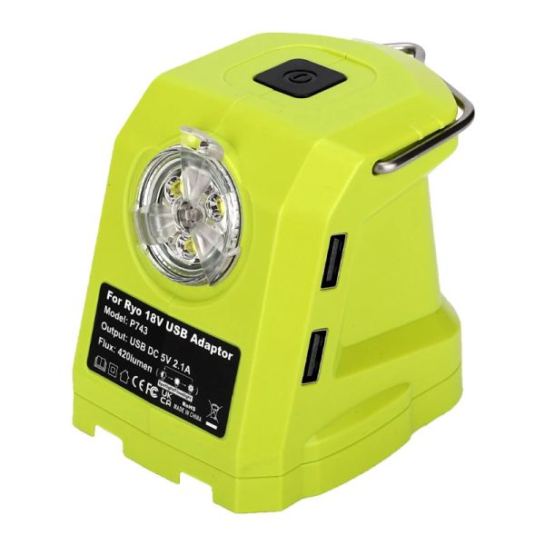 gereedschap LED-Arbeitslicht für RYOBI 14,4 V 18 V Liion-Akku Dual-USB-Konverter-Adapter für Ryobi tragbarer Scheinwerfer Elektrowerkzeuge Teil