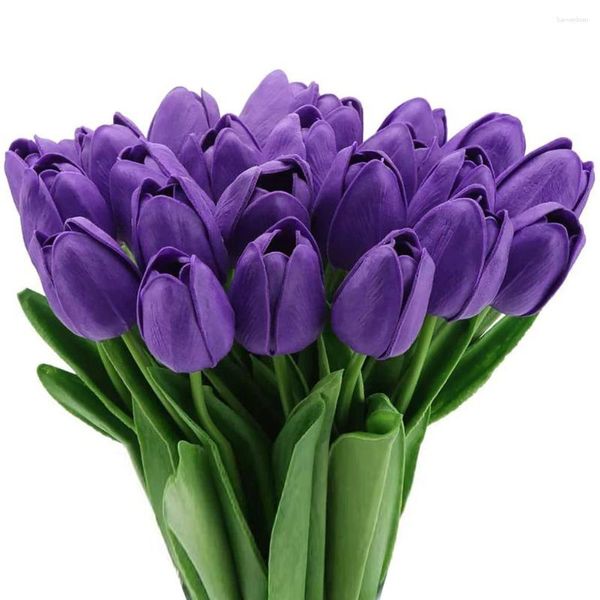 Fiori decorativi 10 pezzi Tulipano nero Tulipani per la casa Fornitura Decorazioni finte per la casa Emulazione di fiori artificiali Adornano Bouquet in PU Sposa simulata