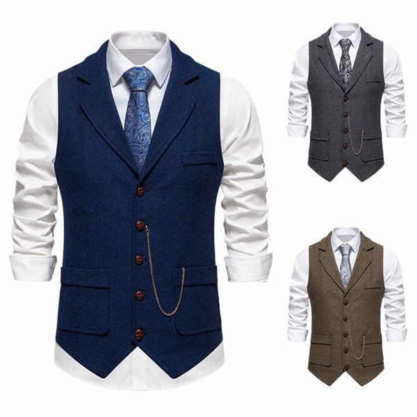 Gilet da uomo casual quotidiano Primavera Autunno All-Match Busin Casual Party Suit Vest Tinta unita Retro Butt Canotte S-Xxl 62ev #