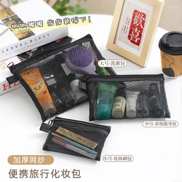 Aufbewahrungstaschen, Netz-Make-up-Tasche, tragbare Kosmetikpinsel, Stifte, Nylon, multifunktionale Reise-Toilettenartikel, transparente Maniküre
