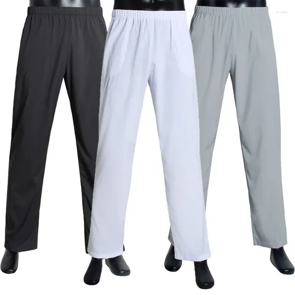 Pantaloni da uomo arabo islamico Thobe bianco grigio nero pantaloni lunghi casual sottile elastico in vita dritto abbigliamento mediorientale