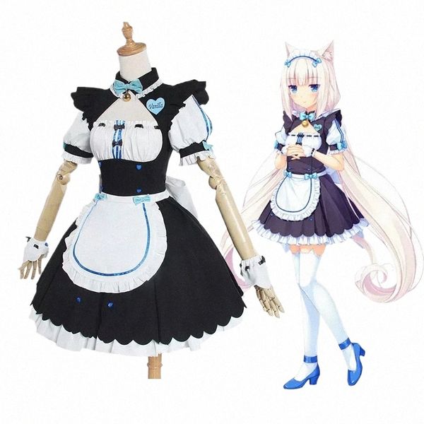 Traje cosplay Anime Chocola Nekopara Cosplay Chocola Vanilla Maid Dr Cat Neko Girl Nekopara Cosplay Mulheres Traje Peruca q5Z4 #