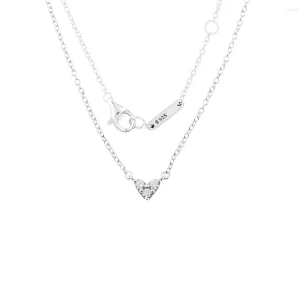 Catene in argento sterling 925 con tripla pietra a forma di cuore Collier collane per donna Collana a catena Accessori originali di gioielli 2024