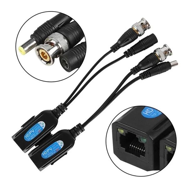 2024 1 Çift Pasif CCTV COAX BNC Video Power Balun Alıcı Rj45 Konnektörüne Sıcak Satış