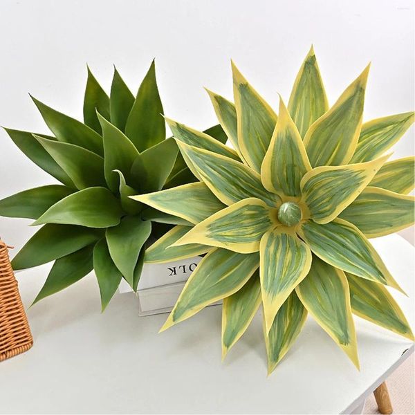 Flores decorativas 1 pedaço de agave simulado verde dourado tigre skin orquídea planta