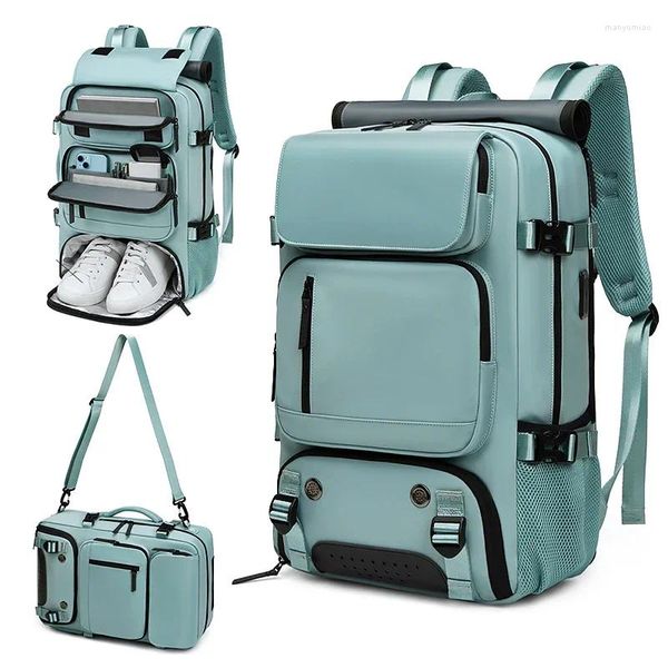 Borse portaoggetti Zaino da viaggio per donna Laptop aziendale da 16 pollici impermeabile con borsa per scarpe Porta di ricarica USB nascosta Campeggio per escursioni