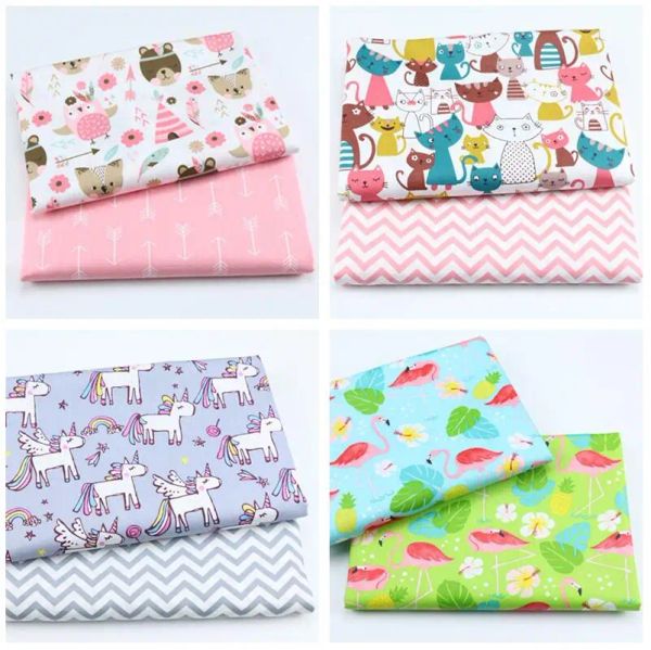 Tessuto Syunss 2 pezzi Ins Gufo Cavallo Cotone Cucito fai da te Twill Tessuto stampato Fascio per bambino Bambino Patchwork Quilting Quarti di grasso Tessuto