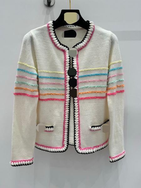 3001 2024 passarela primavera verão marca mesmo estilo suéter manga comprida gola redonda roupas da moda branco rosa shun