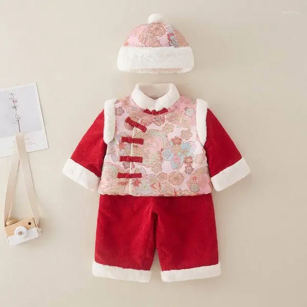 Ethnische Kleidung Mädchen Baby Jahr Kostüm Winter Verdickung Pografie Kleidung Chinesischer Traditioneller Tang-Anzug Weihnachtsoutfit