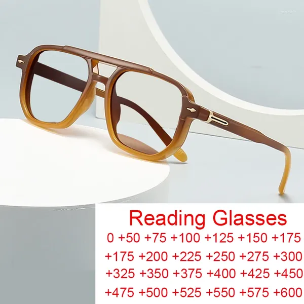 Óculos de sol gradiente chá piloto óculos de leitura homens mulheres marca designer ponte dupla computador anti luz azul presbiopia óculos