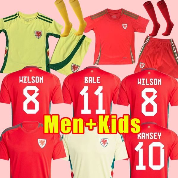 2024 Galler Futbol Forması Balya Wilson Allen Ramsey 24 25 Milli Takım Rodon Vokes Ev Futbol Gömlek 20253 Erkek Çocuk Kit üniformaları Johnson James Full Kit çorapları