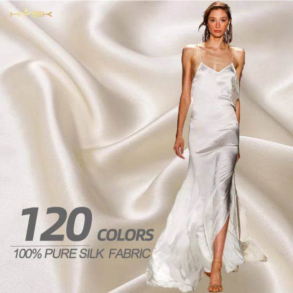 Tecido 100 puro amoreira china tecido de cetim de seda nupcial pesado natural diy costura casamento pelo metro têxtil luxo bege creme branco