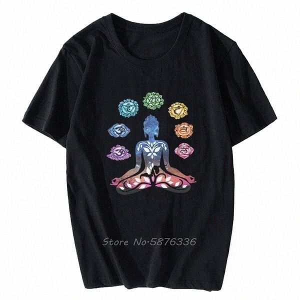 T-shirt da uomo Fr Yoga Buddha Chakra Meditati India Chakra Stampa WoMen Cott O-Collo Maglietta Hip Hop Tees Streetwear Harajuku 00GB #