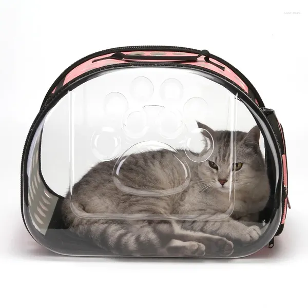 Portadores de gato transparente pet saco dobrável respirável moda portátil mochilas pequeno animal transportadora designer mochila