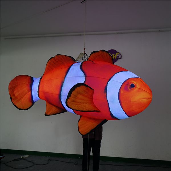 Pesce palloncino gonfiabile da 3 m e 10 piedi con striscia luminosa a LED per decorazioni pubblicitarie o decorazioni per soffitti appesi per feste musicali