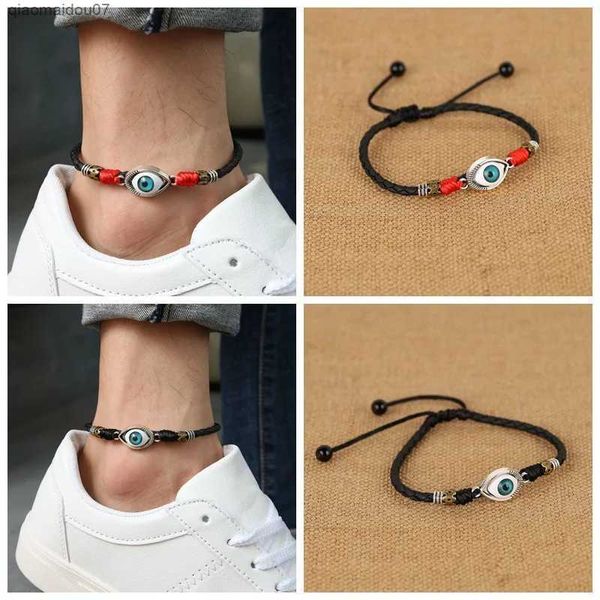 Fußkettchen Black Evil Eye Herrenarmband Einfaches Retro-Rotes Seil Junge Cooler einzigartiger SchmuckL2403