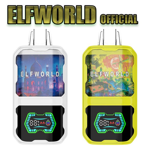 Elfworld 22000 Puffs Bars Disponível PAPE E VAPE E Cigarros 26 ml Cartucho de vagem pré -enchido 650mAh Bateria recarregável Bateria de Bateria 22K Local Warehouse Entrega rápida