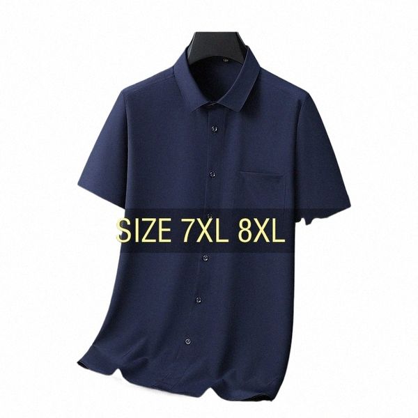 Männer Hemd Kurzarm Sommer Wasserdicht Öl Beweis Antifouling Oversize 6XL 7XL 8XL 10XL Plus Größe Formale Casual Hohe Qualität p4Pt #