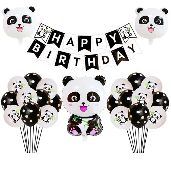 Conjunto de balões de panda para lápides, decoração com tema de festa de aniversário, balão de folha de alumínio, suprimentos para festa de chá de bebê, decoração de bandeira