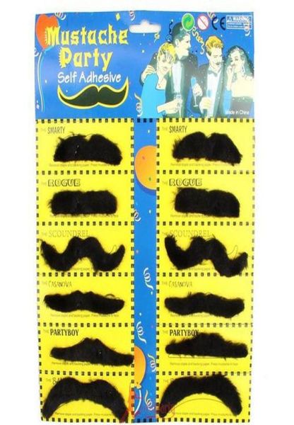 Por dhl 12 pçsset traje festa de halloween bigode falso engraçado bigode barba falsa lin25421974006