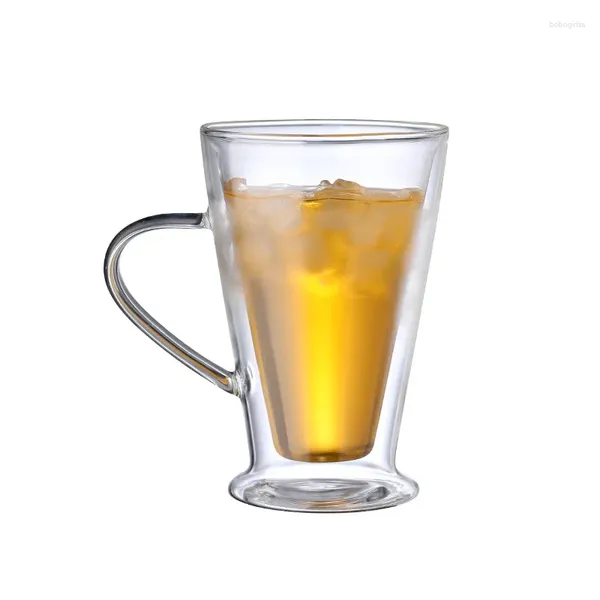 Canecas atacado alto borosilicato caneca de vidro duplo com alça copos e café chá conjunto drinkware presente de natal