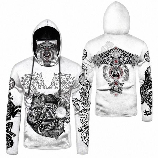 Wolf Raven Tattoo 3D-gedruckte Hoodies Harajuku Fi Sweatshirt Frauen Männer Casual Pullover Hoodie Maske Warm Drop Ship 08 b2d4 #