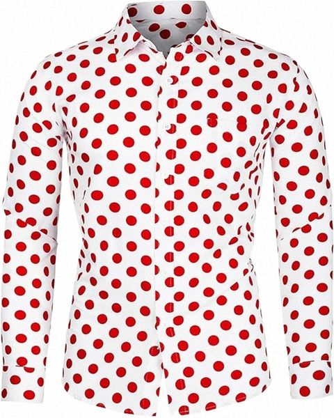 стильные мужские рубашки 10 цветов в горошек с длинными рукавами LG Тонкая рубашка с принтом отворотом и задницей Lg рубашка с рукавами Дизайнерский дизайн одежды z55O #